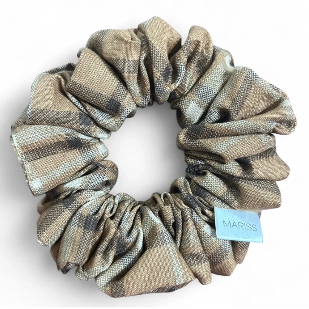 Marisa Handmade Scrunchie Set - Pink, Brown & Creme E/Elastic for 2-3 Turns NWT